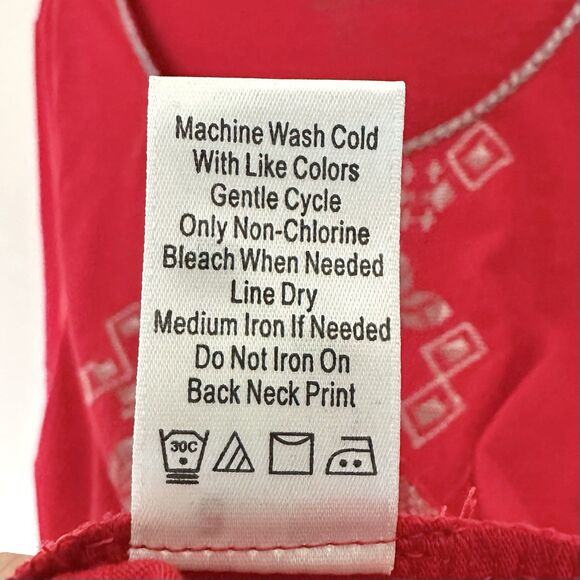 Coldwater Creek Top XL Red Cotton Snowflake Tee Long Sleeve Embroidered NWT - Picture 6 of 8